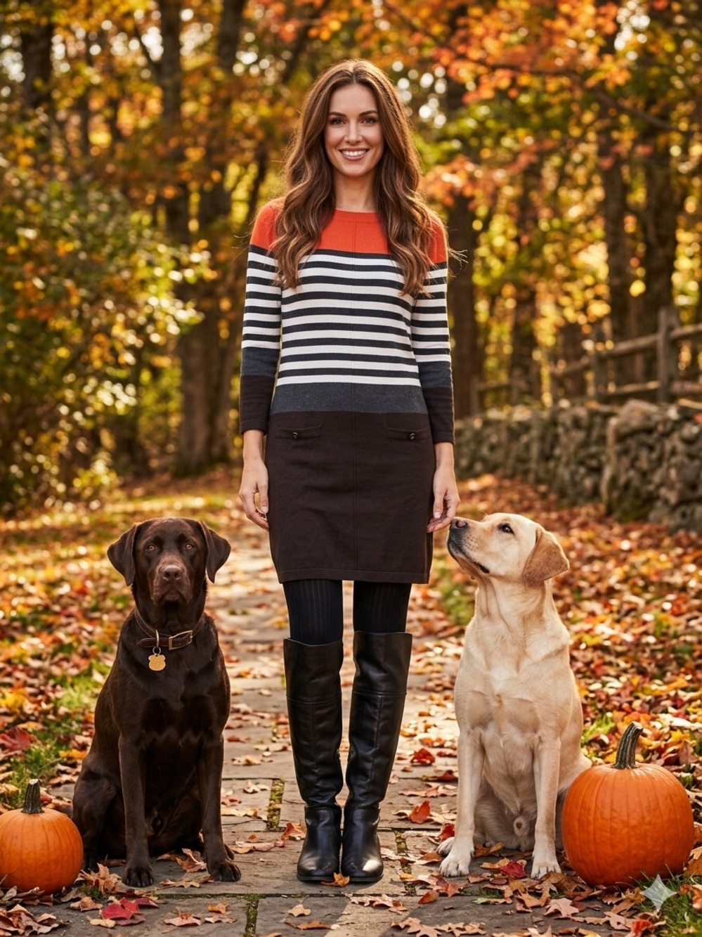 Alyx Orange and Black Striped Long-Sleeve Knit Dress
